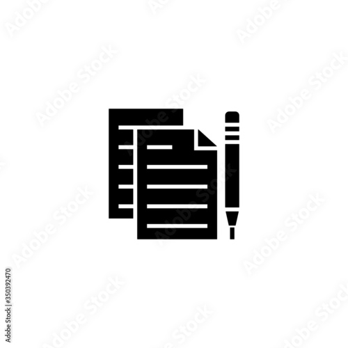 Exam vector icon in black solid flat design icon isolated on white background