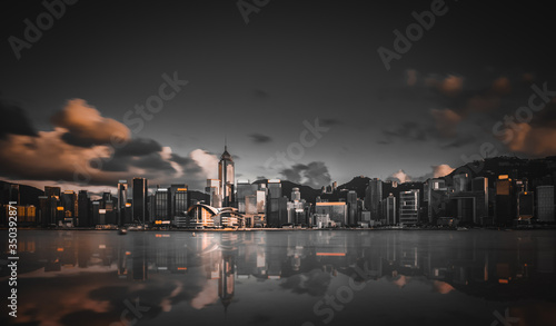 Canvas Print Hong Kong Cityscape; Hong Kong Landscape at night