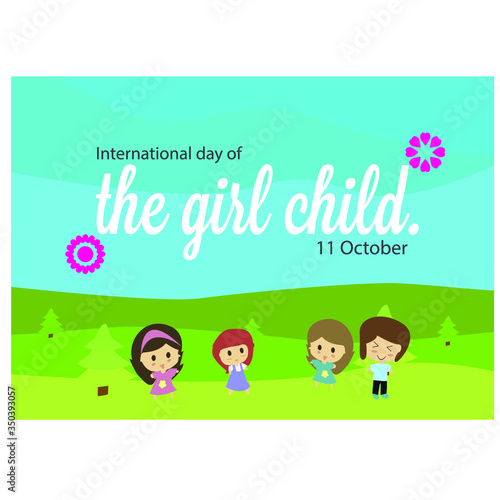 International Day of the Girl Child illustration background. banner, postcard, poster