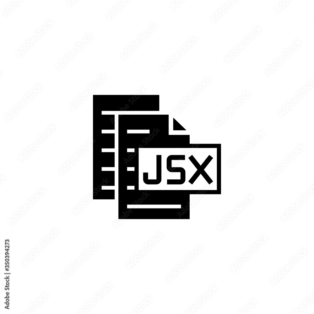 Jsx icon vector in black solid flat design icon isolated on white background Jsx icon vector in black solid flat design icon isolated on white background