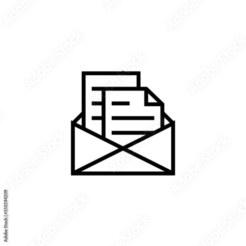 Email marketing icon vector in linear, outline icon isolated on white background
