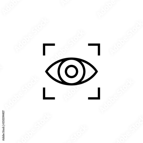 Eye scan icon vector in linear, outline icon isolated on white background