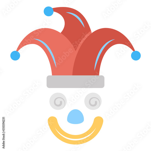 Medieval Jester Hat Concept, circus and amusement park things on white background, Fools Headwear Vector Icon design 