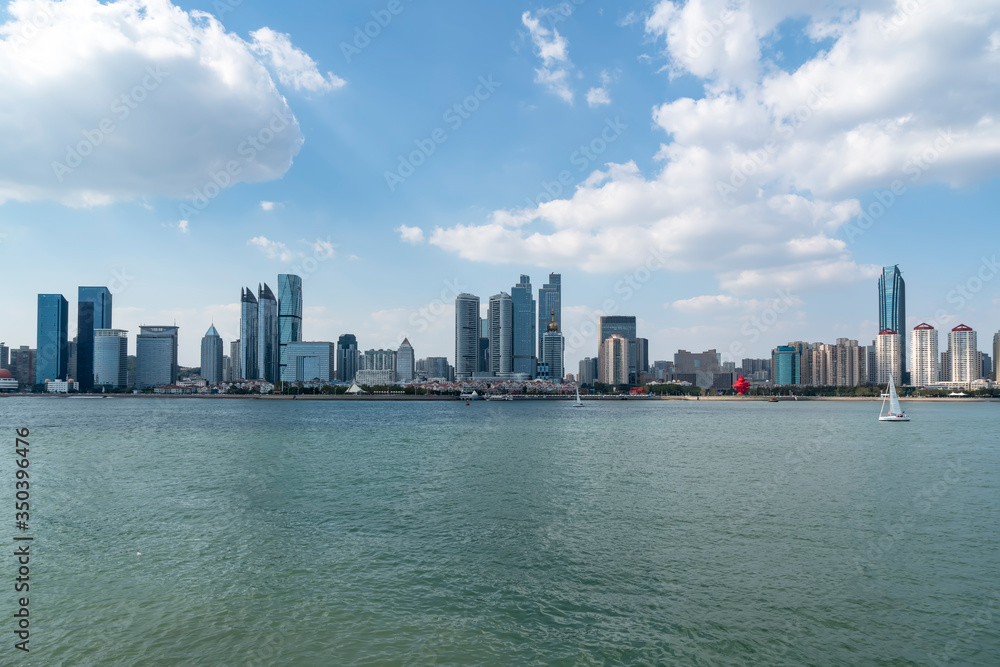 Fototapeta premium Modern urban landscape skyline of Qingdao, China..