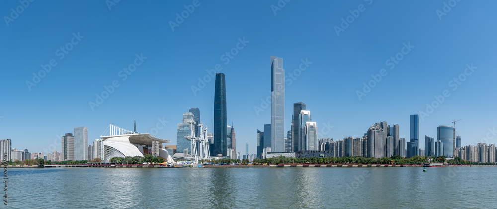 The skyline of modern architecture in Guangzhou, China..