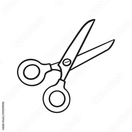 Scissors. Vector linear sign. Doodle style illustration