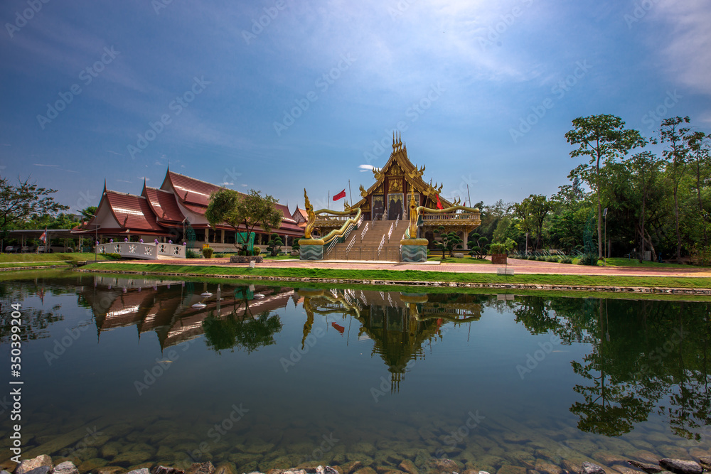 Background of Wat Pa Charoen Rat, Pathum Thani Province Dharma Practice Center 13, Buddhist people come to make merit, Khlong 11 (Sai Klang), Bueng Thonglang Subdistrict Lam Luk Ka District, Thailand