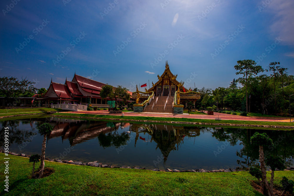 Background of Wat Pa Charoen Rat, Pathum Thani Province Dharma Practice Center 13, Buddhist people come to make merit, Khlong 11 (Sai Klang), Bueng Thonglang Subdistrict Lam Luk Ka District, Thailand