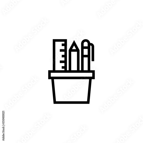 Stationery icon vector in linear, outline icon isolated on white background
