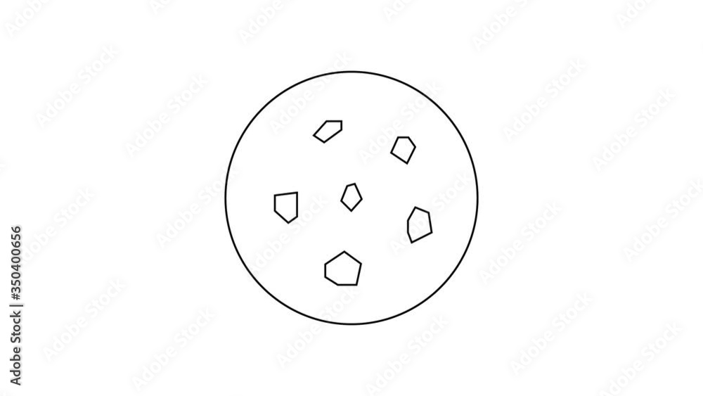 Black line Cookie or biscuit with chocolate icon isolated on white background. 4K Video motion graphic animation Black line Cookie or biscuit with chocolate icon isolated on white background. 4K Video motion graphic animation
