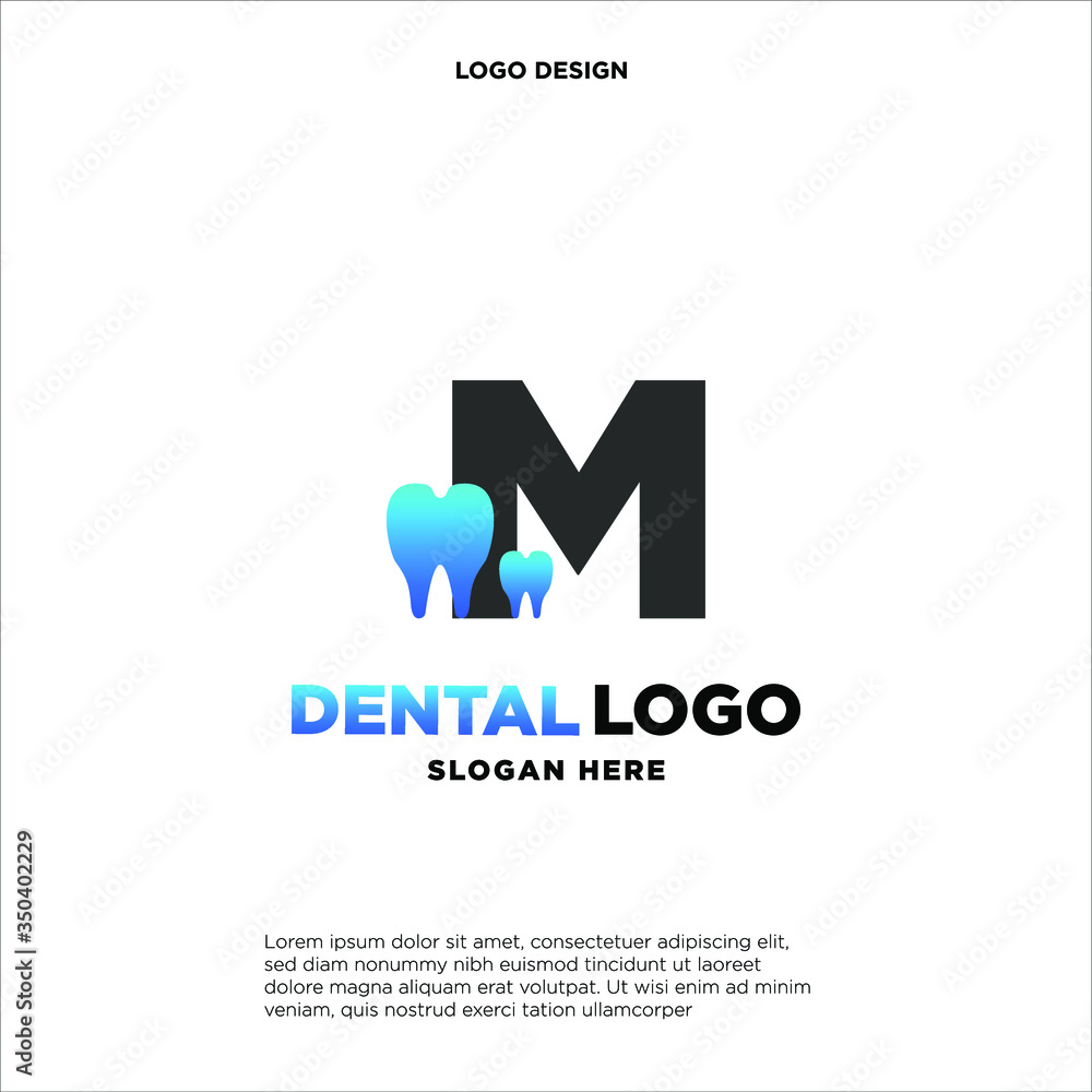Initial Letter M Dental Logo Design Template Initial Letter M Dental Logo Design Template