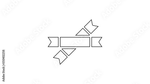 Black line Sugar stick packets icon isolated on white background. Blank individual package for bulk food products as coffee, salt, spices. 4K Video motion graphic animation