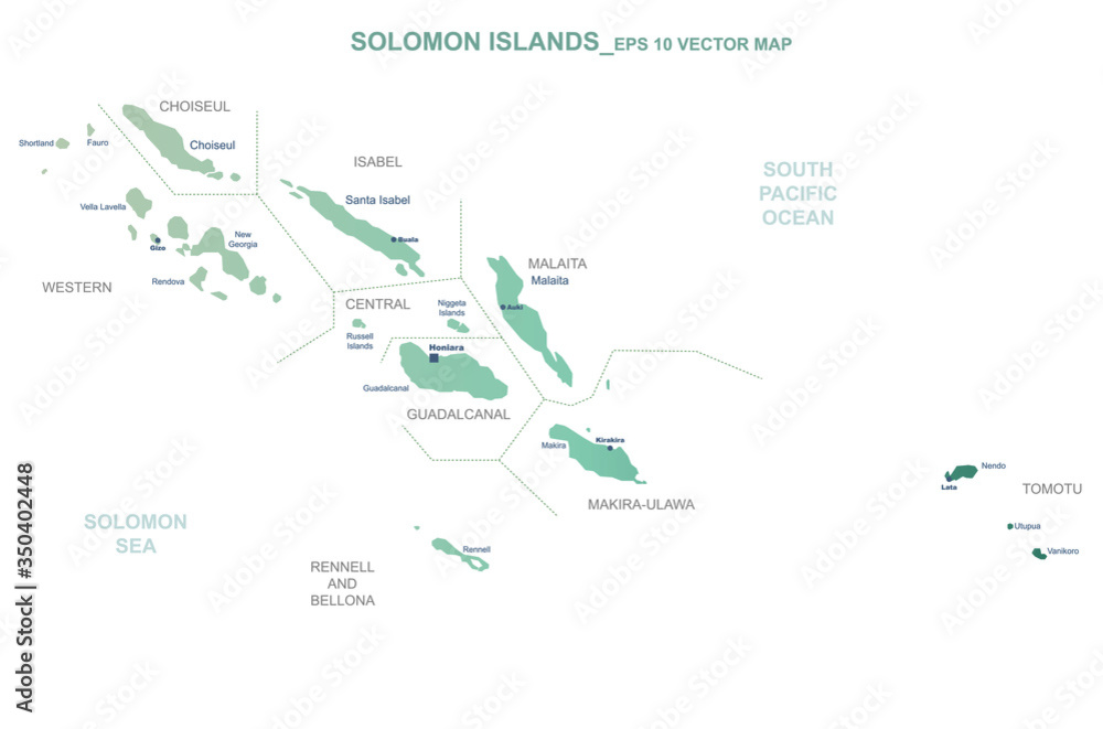 solomon islands map. vector map of solomon islands. detailed oceania ...