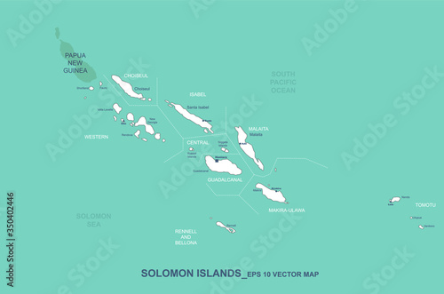 solomon islands map. vector map of solomon islands. detailed oceania countries map. 