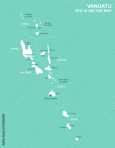 vanuatu map. detailed oceania countries vector map. 