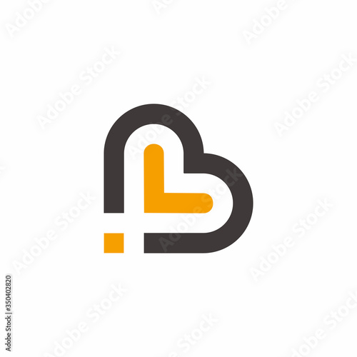 letter lb simple geometric linear design logo vector