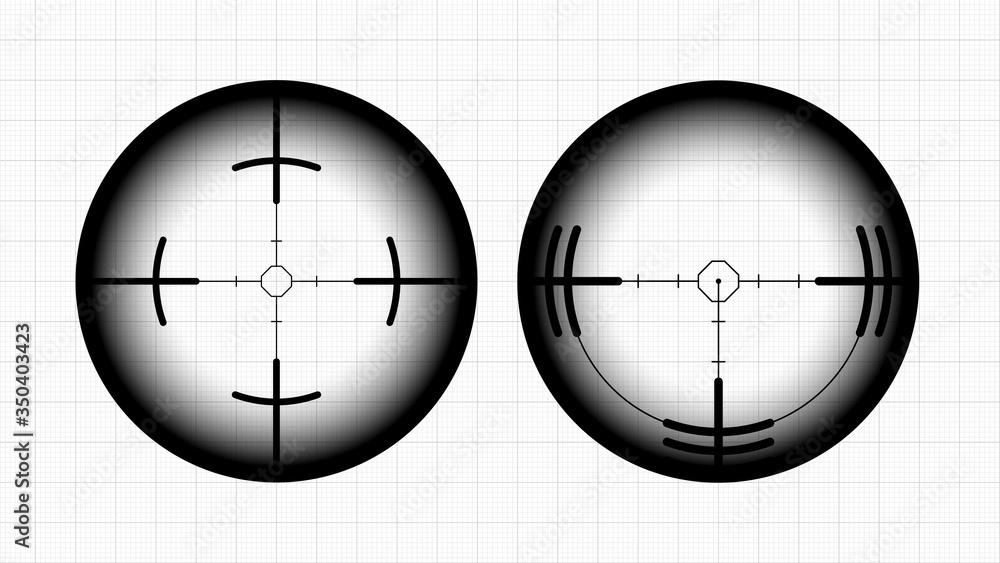Vector targets and destination. Aim shoot focus cursor of the hunter or