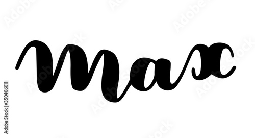 German spelling of the male name Max. German lettering. Deutsch spelling. Calligraphy male name, isolated over white.