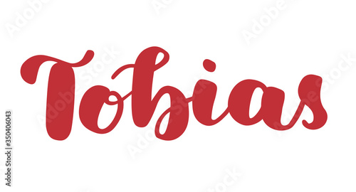 German spelling of the male name Tobias. German lettering. Deutsch spelling. Calligraphy male name, isolated over white.