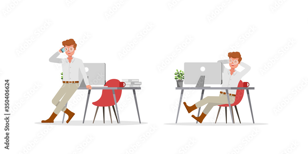 Businessman working character vector design. no6 Businessman working character vector design. no6