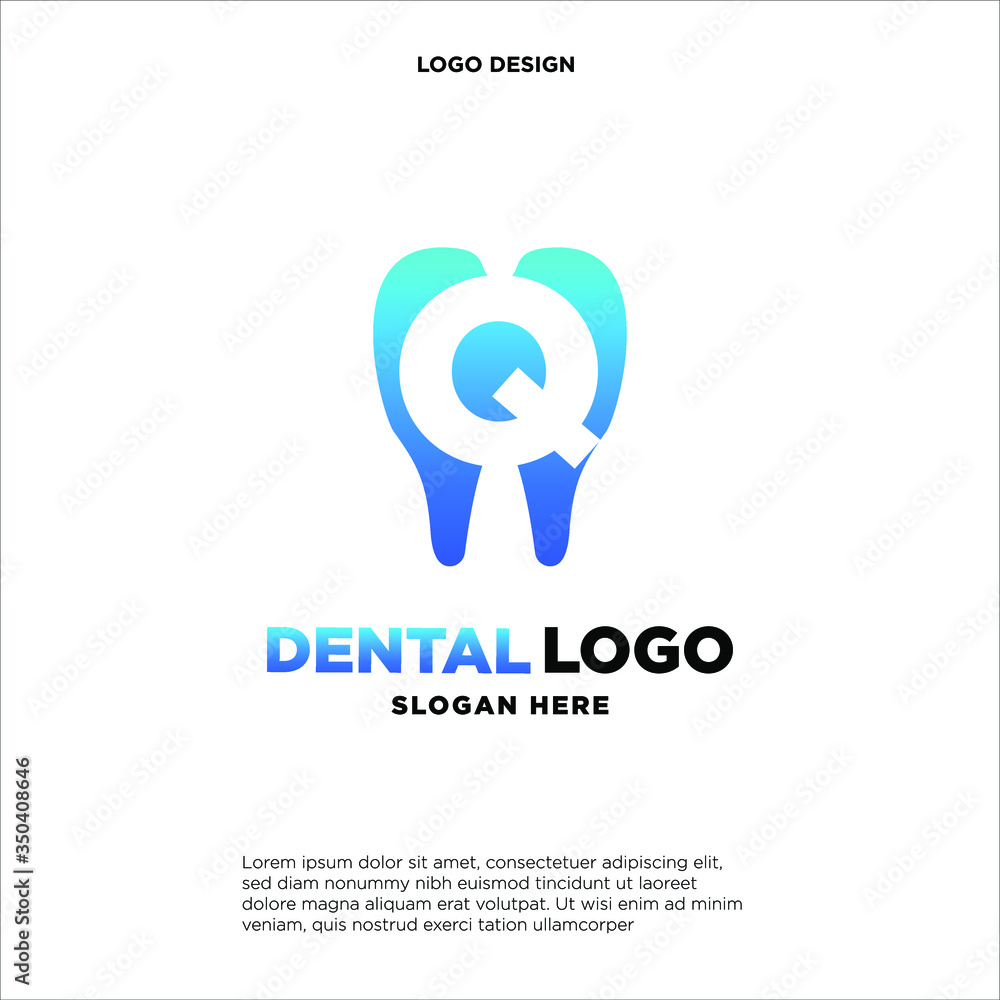 Obraz premium Initial Letter Q Dental Logo Design Template