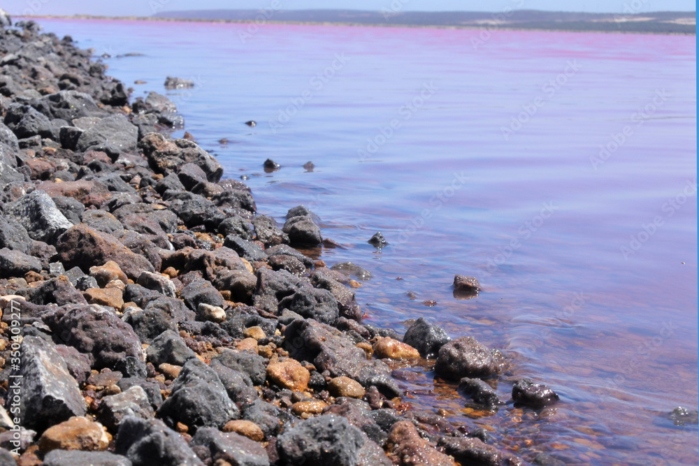 Obraz premium Hutt Lagoon Pink lake at Port Gregory in Western Australia