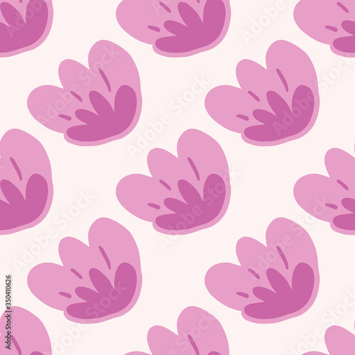 Creative pink flowers seamless pattern on light background. Doodle floral wallpaper