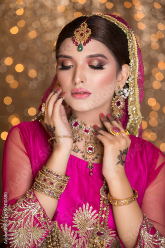 Asian Bride makeup shoot, Bridal campaign shoot. Lahore Pakistan. 31 July 2019.