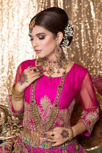 Beautiful Model makeup shoot, Bridal campaign shoot. Lahore Pakistan. 31 July 2019.
