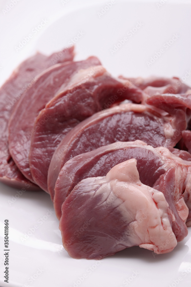 Slices of pig's heart