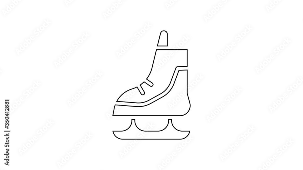 Black line Skates icon isolated on white background. Ice skate shoes icon. Sport boots with blades. 4K Video motion graphic animation Black line Skates icon isolated on white background. Ice skate shoes icon. Sport boots with blades. 4K Video motion graphic animation