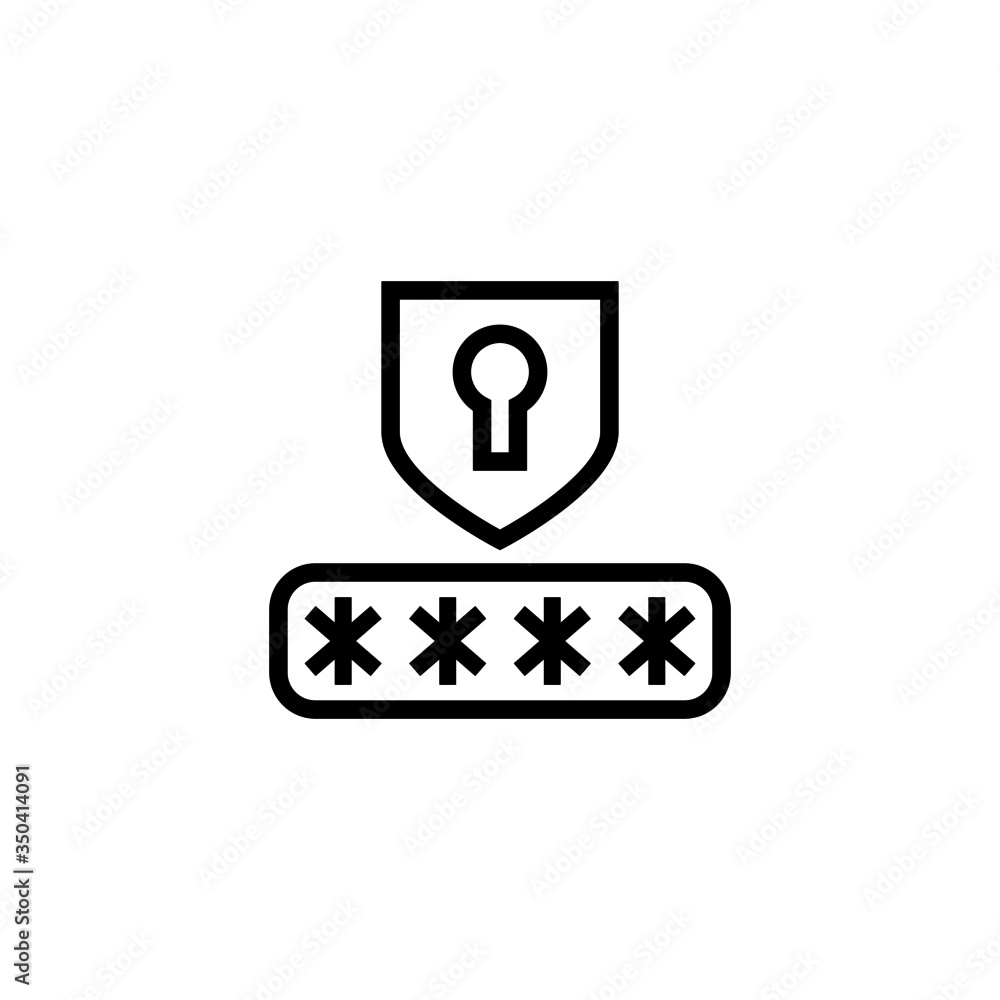 Security code vector icon in linear, outline icon isolated on white background Security code vector icon in linear, outline icon isolated on white background