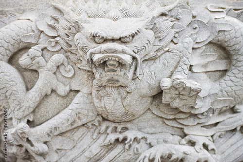 Wall carving of a dragon