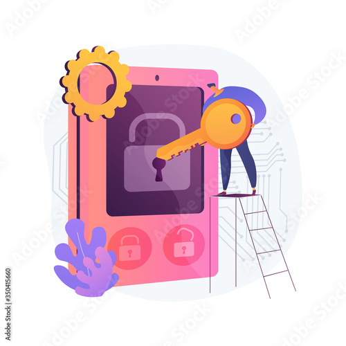 Access control system abstract concept vector illustration. Security system, authorize entry, login credentials, electronic access, password, pass-phrase or PIN verification abstract metaphor.