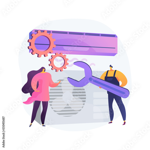 Air conditioning and refrigeration services abstract concept vector illustration. Installation, repair and maintenance of air conditioners, climate control systems equipment abstract metaphor.