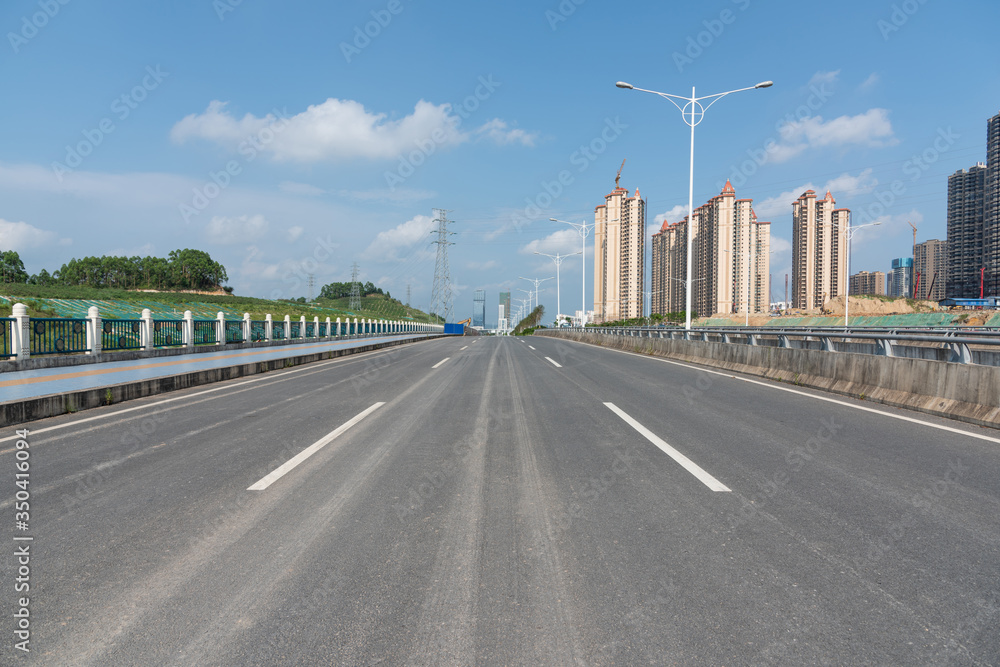 Perspective view of urban asphalt highway horizon Perspective view of urban asphalt highway horizon