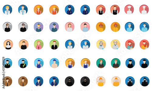 Professions icons over a white background