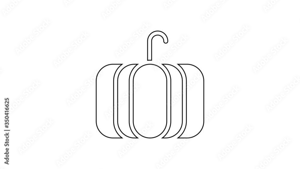 Black line Pumpkin icon isolated on white background. Happy Halloween party. 4K Video motion graphic animation Black line Pumpkin icon isolated on white background. Happy Halloween party. 4K Video motion graphic animation