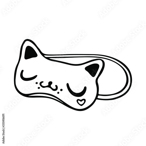 drawing stylized sleep mask in the form of a cat against white background