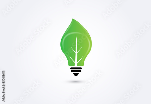 Logo bulb light leaf idea ecology power energy vector