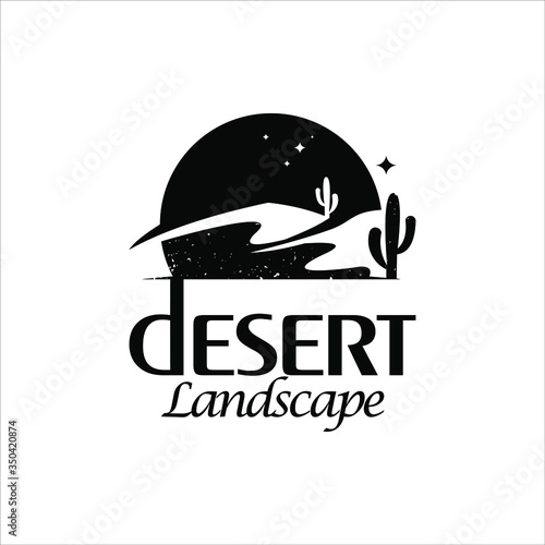 simple rustic landscape desert logo nature icon design template