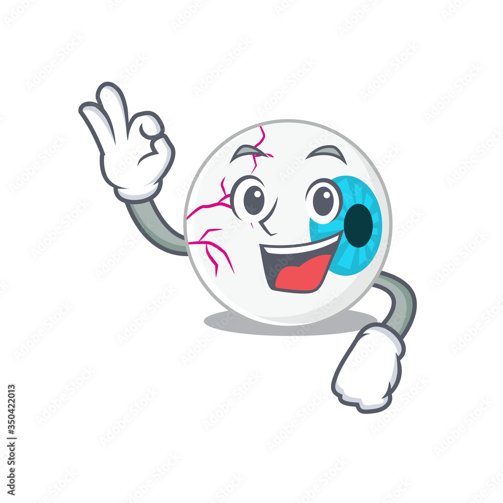 Eyeball mascot design style showing Okay gesture finger