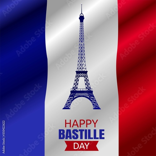 Happy Bastille  Day Vector Illustration