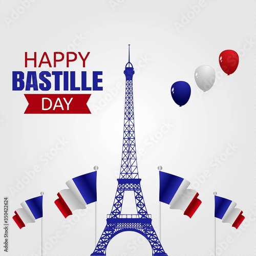 Happy Bastille  Day Vector Illustration