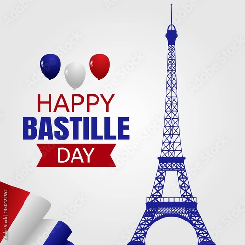 Happy Bastille  Day Vector Illustration