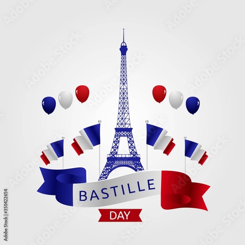 Happy Bastille  Day Vector Illustration