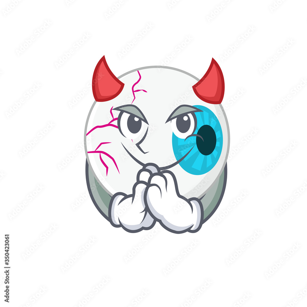 Eyeball clothed as devil cartoon character design concept