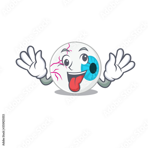 A mascot design of eyeball having a funny crazy face