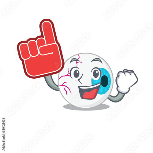 Eyeball in cartoon drawing character design with Foam finger