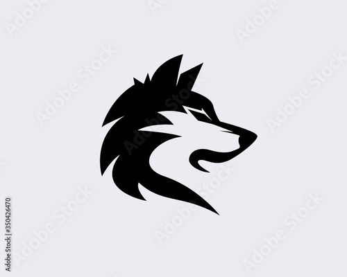 Elegant black head wolf art logo design inspiration
